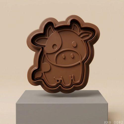 2Li Sevimli İnek Figürlü Hamur Şekillendirici Kurabiye Kalıbı Oyun Hamuru Kalıbı 8 cm