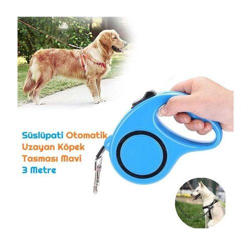 Süslüpati Otomatik Uzayan Köpek Tasması Mavi 3 Metre