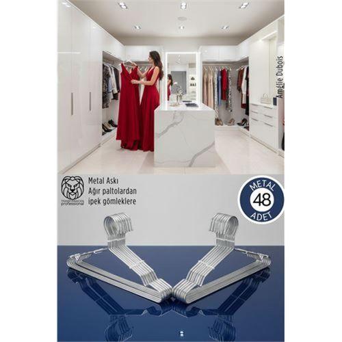 48'li Lüks Çelik Elbise Askısı - İz Yapmayan İnce Tasarım Metal Kıyafet Düzenleyici (40cm)