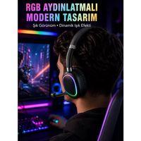 Rgb Işıklı Bluetooth Mikrofonlu Kulaklık Uzun Süreli Kullanım Type-c Şarjlı