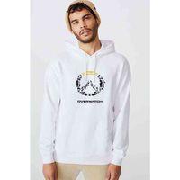 Overwatch Logo Tipografi Baskılı Beyaz Erkek Kapşonlu Sweatshirt