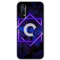Realme 7 Kılıf Baskılı Kapak - Dark Neon Yaprak O Harfi + 5D Tam Kaplayan Cam