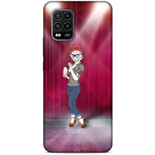 Xiaomi Mi 10 Lite Kılıf FunnyMaX (50) Shockproof Kılıf Koyu Pembe Kedi