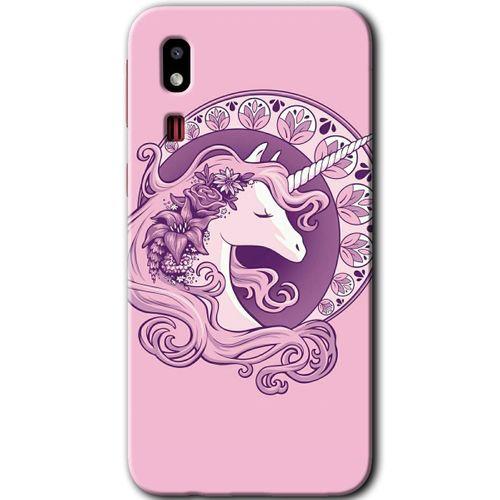 Galaxy A2 Core Kılıf HD Desen Baskılı Arka Kapak - Unicorn-Pembe