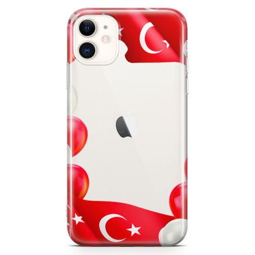 Apple iPhone 11 Kılıf Balonlar Türkiye Bayrağı Arka Kapak Koruma Desenli Full Koruyucu