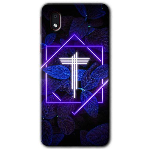 Potkal Hediye Fabrikası Samsung Galaxy A01 Core Kılıf HD Desen Baskılı Arka Kapak - Dark Neon Yaprak T Harfi