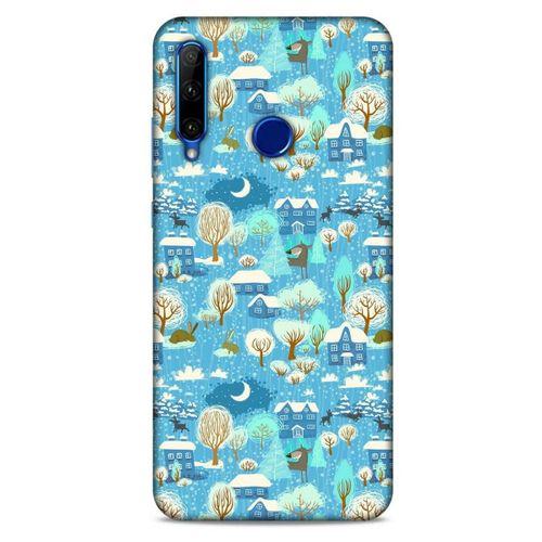 Huawei Honor 20 Lite Kılıf Snowix (33) Hybrid Kılıf Mavi Beyaz