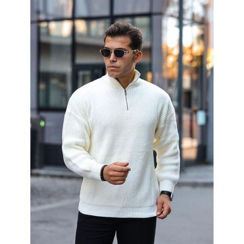 Premium Yarım Fermuar Boğazlı Kazak - Ekru