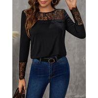 Kadın Uzun Kollu Bisiklet Yaka Dantel Detaylı Burgu Bluz