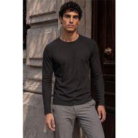 Ribera Regular Fit Pamuklu Likralı Fitilli Erkek Sweatshirt - Siyah