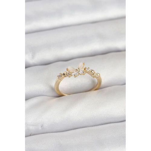 Kelebek Model Gold Renk Pirinç Kadın Yüzük