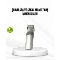 Şarjlı Saç Ve Sakal Kesme Makinesi – Paslanmaz Çelik Bıçak, Ayarlanabilir Başlık