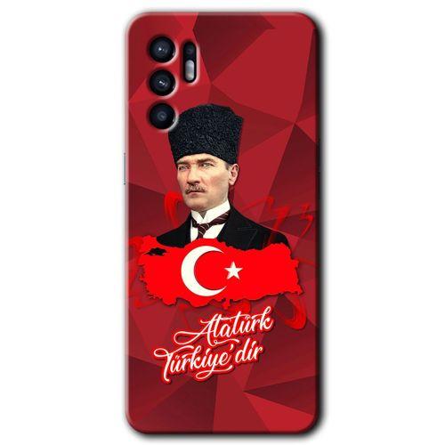 OPPO Oppo Reno 6 Kılıf HD Desen Baskılı Arka Kapak - Atatürkiye