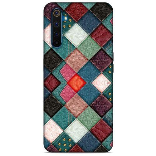 Oppo Realme 6 Kılıf Patchwork (18) Telefon Kılıfları Pembe Yeşil