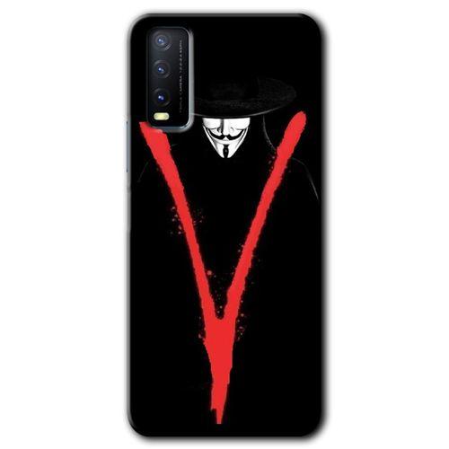 MRCİLETİSİM Vivo Y20 Kılıf HD Desen Baskılı Arka Kapak + Temperli Cam - V for