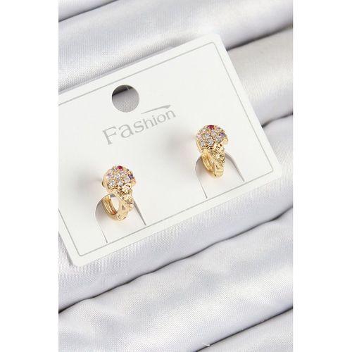 Pirinç Zirkon Taşlı Dondurma Model Gold Renk Çocuk Küpe