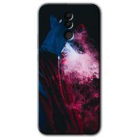 MRCİLETİSİM Huawei Mate 20 Lite Kılıf Baskılı Kapak - Smoke-Man + 5D Tam Kaplayan Cam