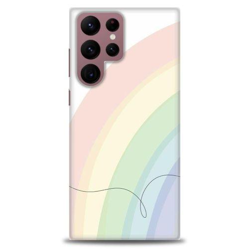 Samsung Galaxy S22 Ultra Kılıf HD Baskılı Kılıf - Soft Gökkuşağı + Tam Ekran Koruyucu