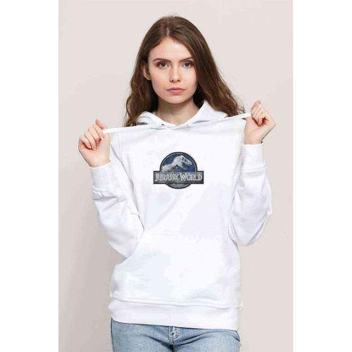 Jurassıc World II Baskılı Beyaz Kadın Kapşonlu Sweatshirt