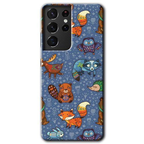 MRCİLETİSİM Samsung Galaxy S21 Ultra Kılıf HD Desen Baskılı Arka Kapak + Temperli Cam - Animals Funny