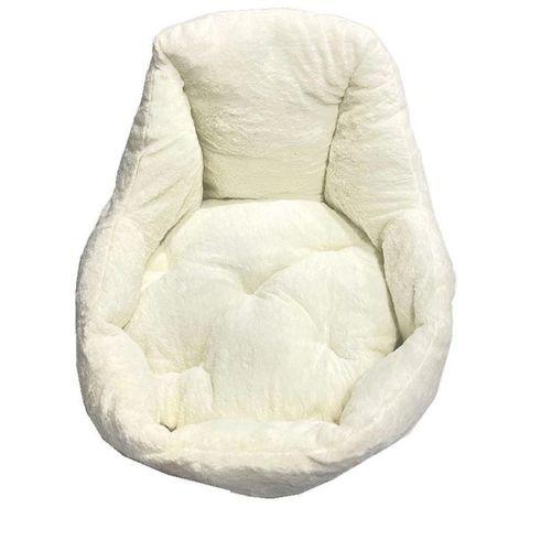 Süslüpati Kullanışlı Yıkanabilir Kumaş Silikon Elyaf Dolgulu Kedi Köpek Yatağı Krem 56Cm