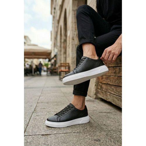 BLF-010 Erkek Sneaker Günlük Casual Spor Ayakkabı Siyah Beyaz Taban