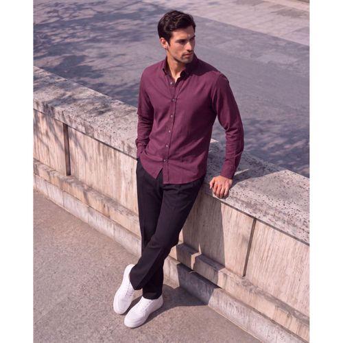 Erkek Standart Kesim Gabardin Kumaş Uzun Kollu Gömlek