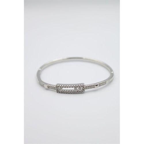 Taşlı Vip Bilezik - Gümüş