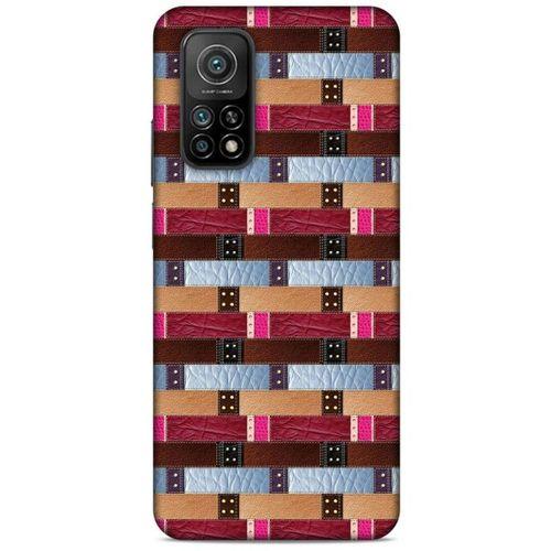 Xiaomi Mi 10T 5G Kılıf Patchwork (45) Liquid Air Kılıf Bordo Gri