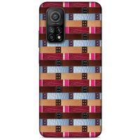 Xiaomi Mi 10T 5G Kılıf Patchwork (45) Liquid Air Kılıf Bordo Gri