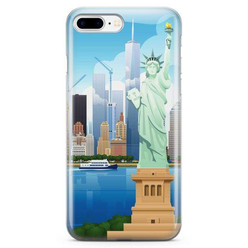 Apple iPhone 8 Plus Kılıf Özgürlük Heykeli Newyork Arka Kapak Koruma Desenli Full Koruyucu