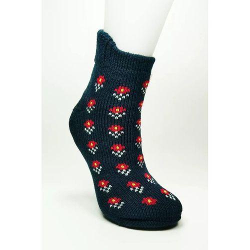 Kalın Kışlık Kadın Soket Çorap Yünlü Havlu Ev Giyim Patik  Desen 2 Lacivert