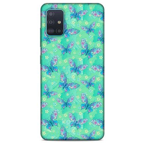 Samsung Galaxy A51 Kılıf Kelebek Etkisi (10) Full Koruma Kılıfı Fuşya Yeşil