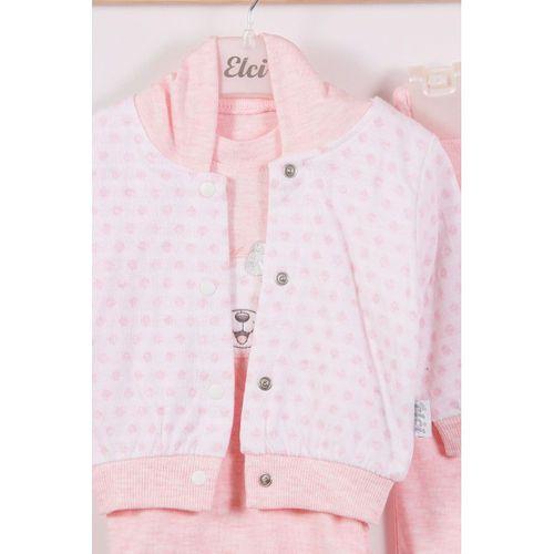 Puan Desenli Kapişonlu % 100 Pamuk 3'lü Kız Bebek Takım