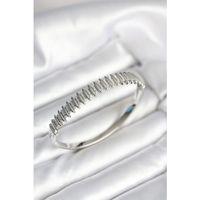 Gümüş Renk Zirkon Taşlı Pirinç Kadın Kelepçe