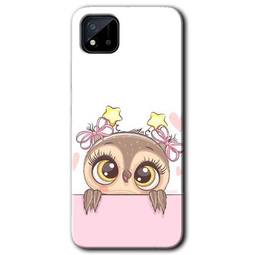 BeRa Aksesuar Realme C11 Kılıf Baskılı Kapak - Sevimli Baykuş +Tam Kaplayan Mat Seramik