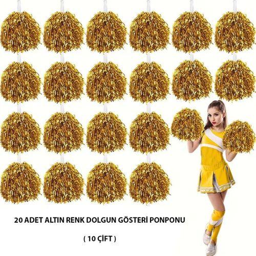 10 Çift ( 20 Adet ) Altın Renk 23 Nisan 19 Mayıs 29 Ekim Okul Gösteri Ponponları