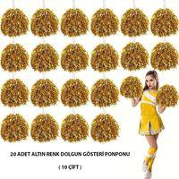 10 Çift ( 20 Adet ) Altın Renk 23 Nisan 19 Mayıs 29 Ekim Okul Gösteri Ponponları