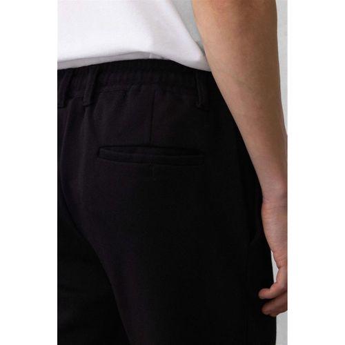 Crowe Şerit Detaylı Yarım Fermuar Polar Sweatshirt Füme - Bezayağı Kumaş Pantolon Siyah