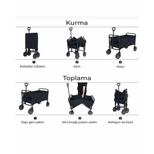 Katlanabilir Eşya Taşıma Arabası Kamp Plaj Ve Bahçe Kullanımına Uygun