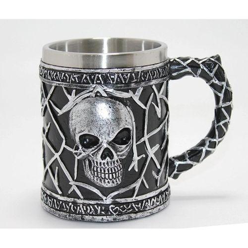 Gotik Kurukafa 3d Kabartmalı Paslanmaz Çelik Kupa Bardak Alk4380