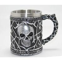 Gotik Kurukafa 3d Kabartmalı Paslanmaz Çelik Kupa Bardak Alk4380