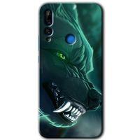 Huawei Y9 Prime 2019 Kılıf HD Desen Baskılı Arka Kapak - Yeşil Kurt