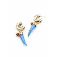 Fildişi Halka Küpe - Mavi