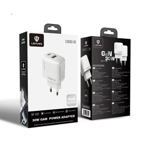 Lenyes LCH93 Type-C ve USB GaN Teknolojili PD Hızlı Şarj Özellikli Şarj Başlığı 30W