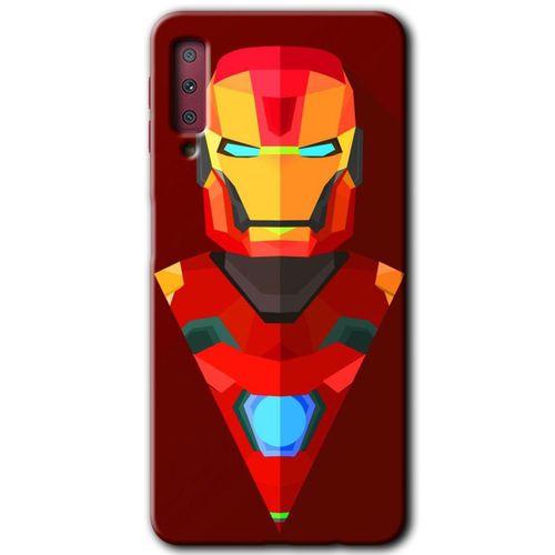 Galaxy A7 2018 Kılıf HD Desen Baskılı Arka Kapak - İron Man Çizim + Kırılmaz Cam