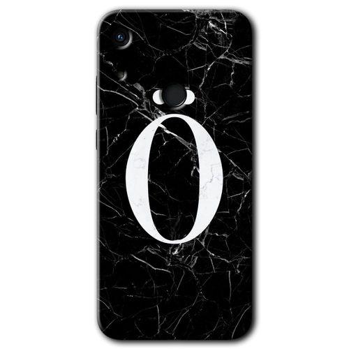 MRCİLETİSİM Huawei Y6s Kılıf Kapak - Siyah Mermer Desenli Ö Harfi +Hayalet Ekran Yandan Gözükmez