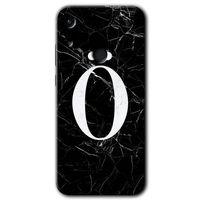 MRCİLETİSİM Huawei Y6s Kılıf Kapak - Siyah Mermer Desenli Ö Harfi +Hayalet Ekran Yandan Gözükmez