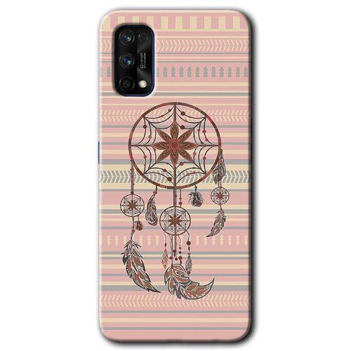 MRCİLETİSİM Realme 7 Pro Kılıf Baskılı Kapak - Mandala Retro + 5D Tam Kaplayan Cam