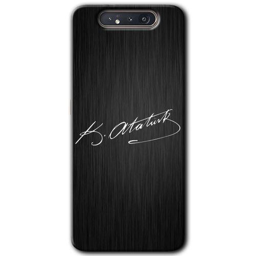 Potkal Hediye Fabrikası Samsung Galaxy A80 Kılıf HD Desen Baskılı Arka Kapak - İmza Atatürk
